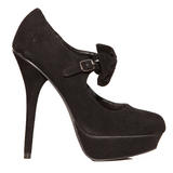 Black Suede Bow Detail Heels
